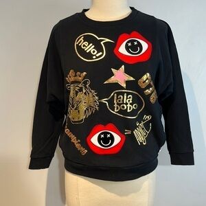 Authentic LaLa BoBo embellished crew neck sweatshirt with pockets size small